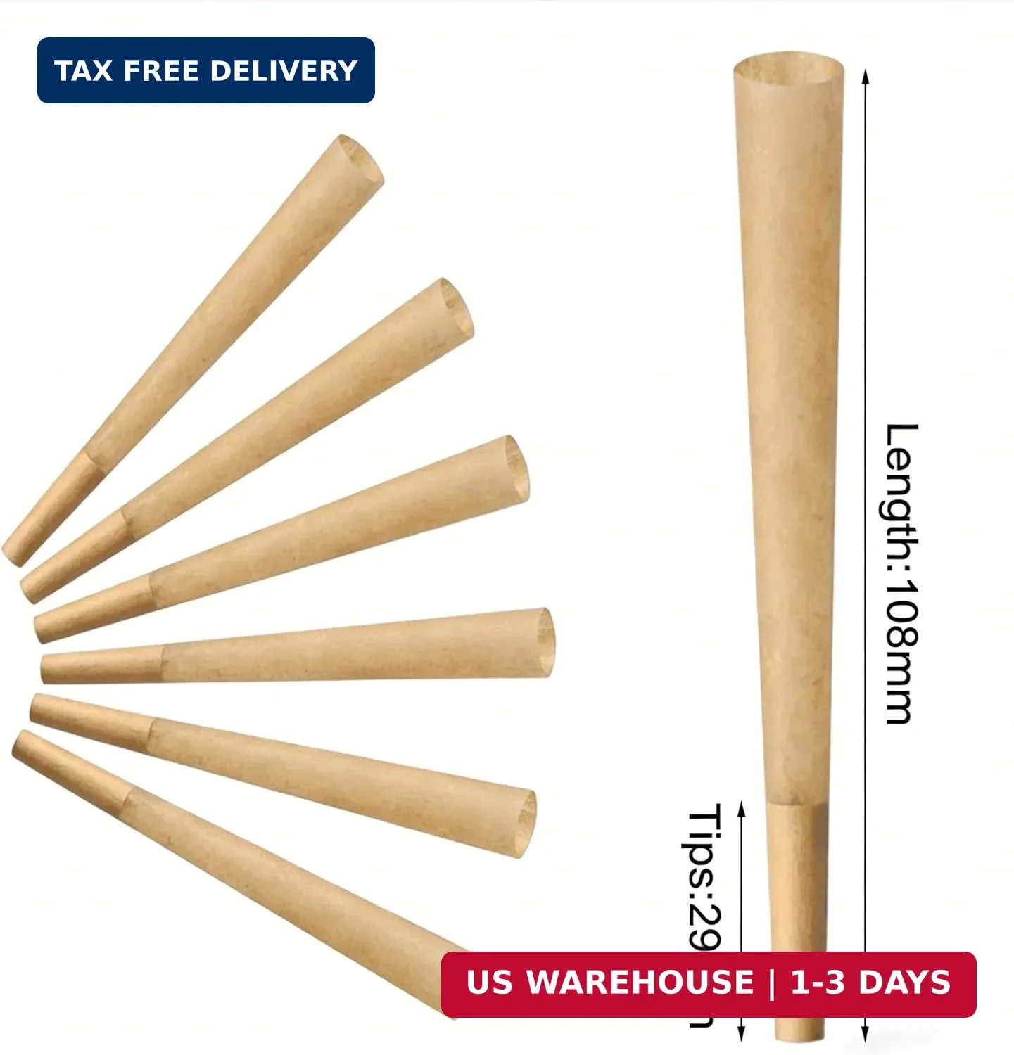 Cones Rolling Paper 108mm Preroll 200 Pack Rolled Cones -Natural Slow-Burning…