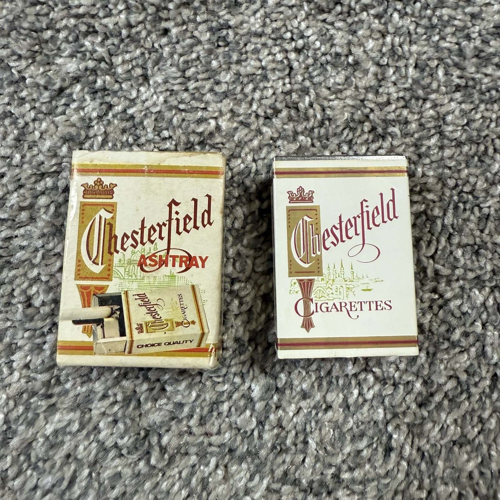 Vintage 60’s Chesterfield Cigarettes Handheld Metal Pocket Ashtray Original Box
