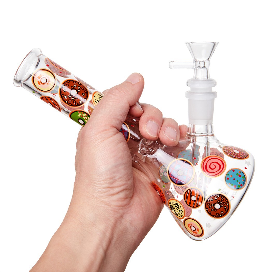 7.8″ Donut Fluorescent Glass Bong Glass Water Pipe Smoking Tobacco Beaker 14MM