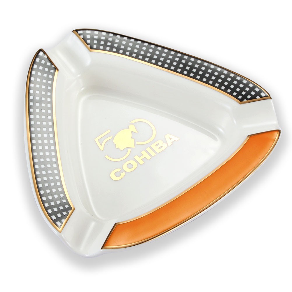Portable Cigar Ashtray 3 Slot Ceramic Holder Ash tray Outdoors Smoking Gift Box