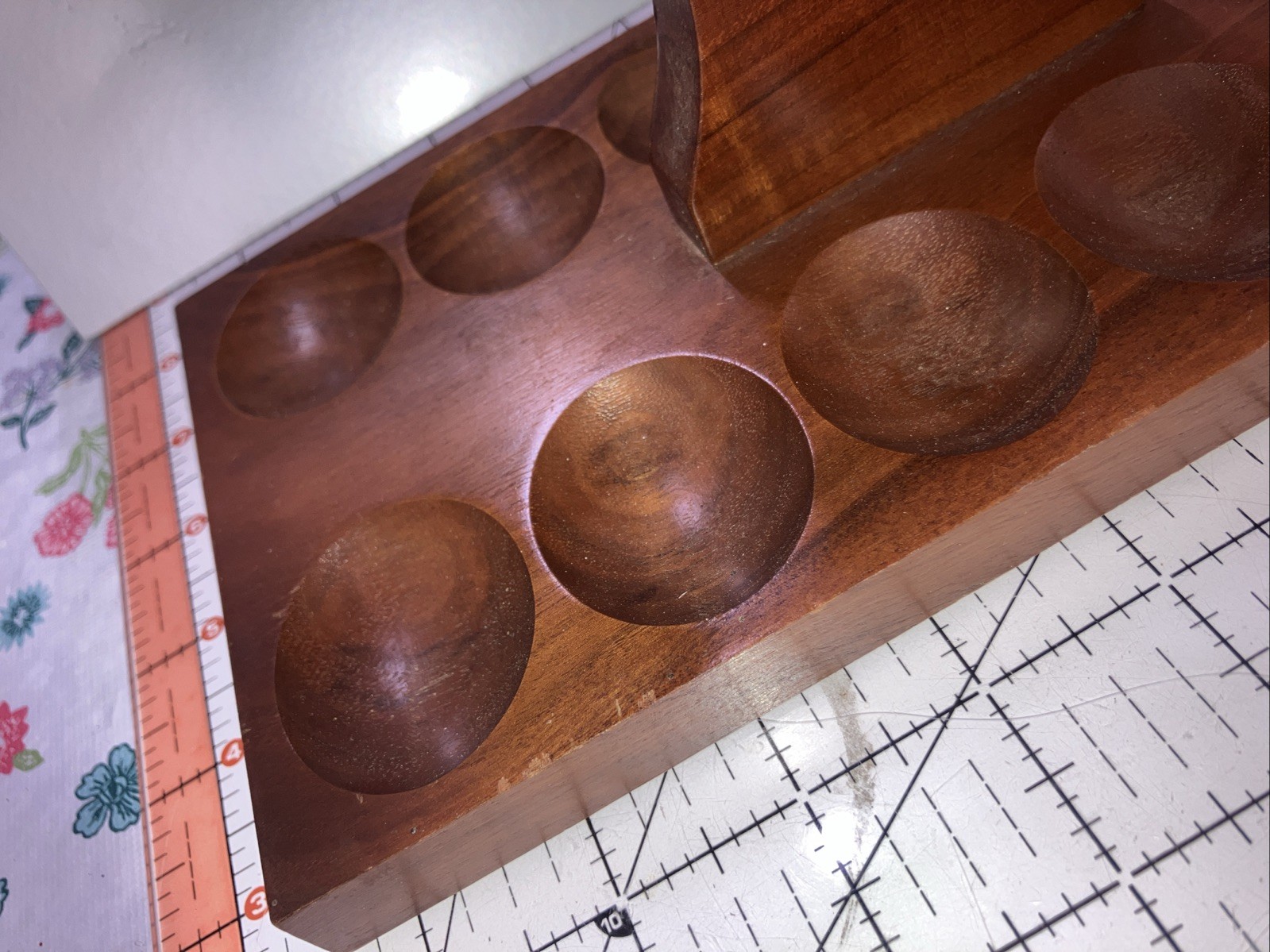 12 Pipe Walnut Wood Rack Stand Good Condition