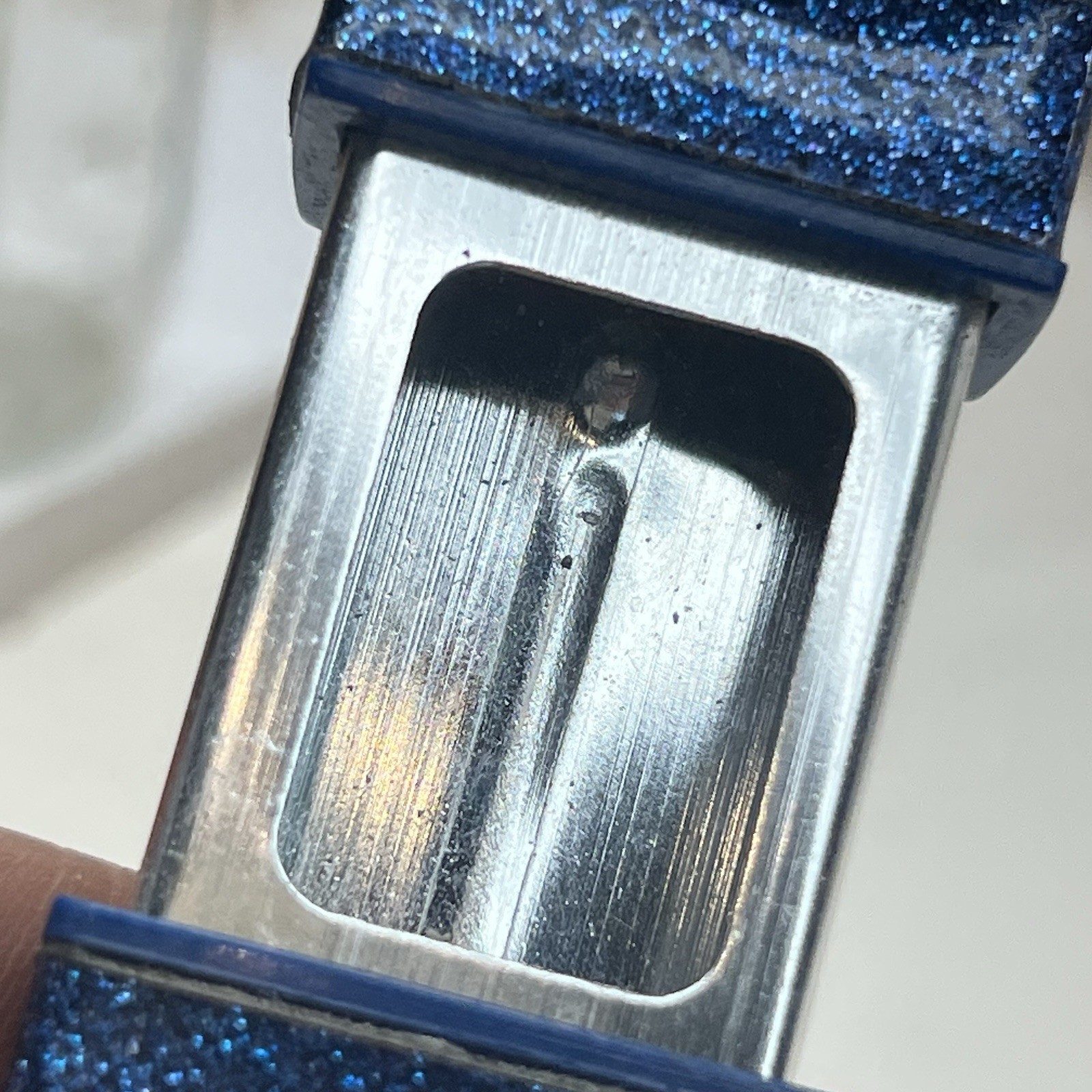 Blue Glitter Portable Mini Pocket Ashtray Keychain with Handy Clip