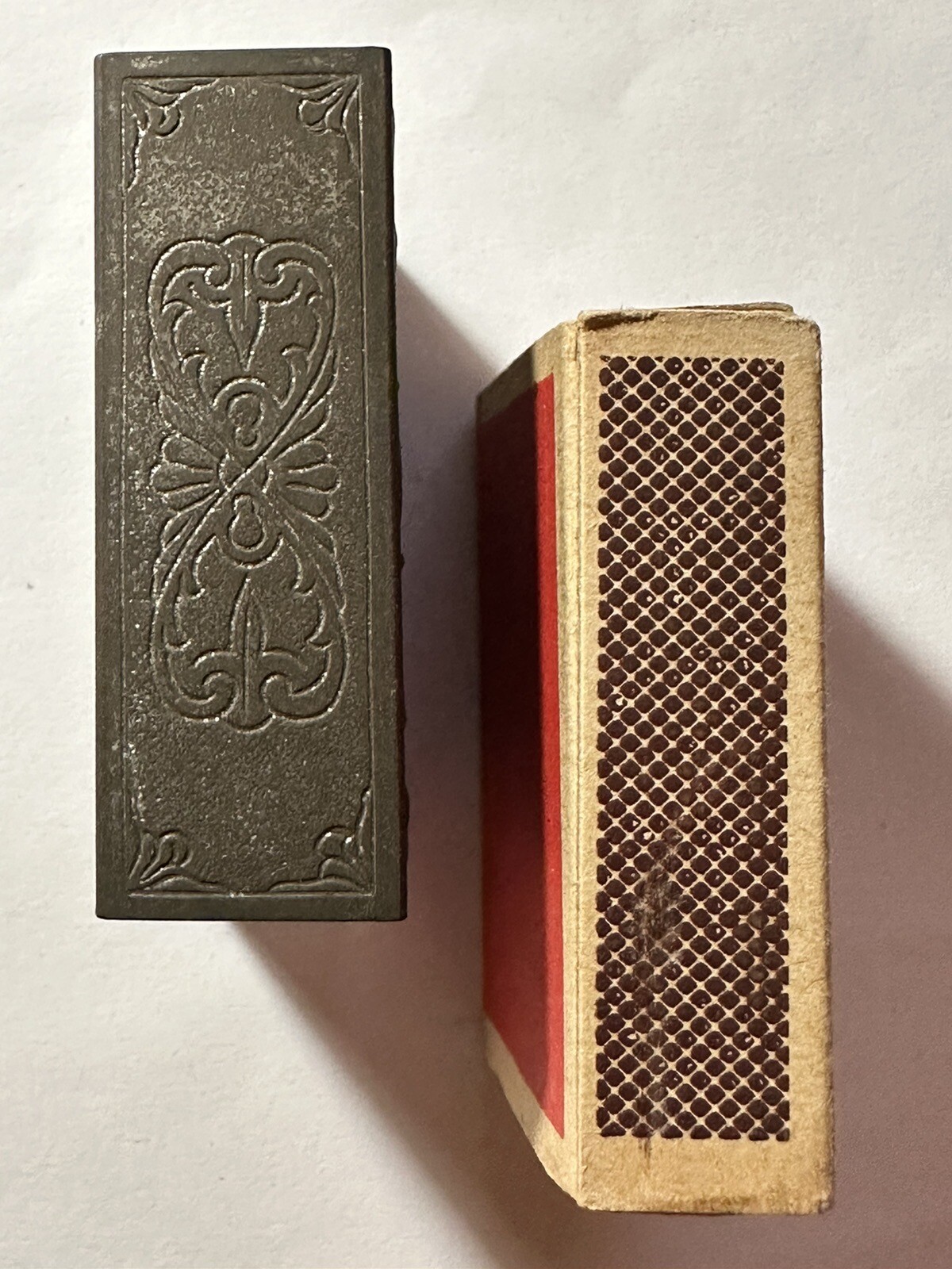 Vintage Matchbox Holder, Made In Belgium, Metal, Belgique-Belgie Shield & Box