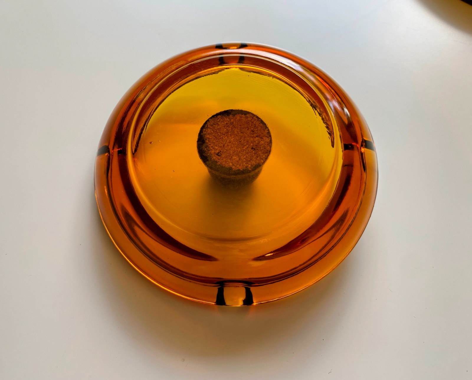 Vintage Fairfax Amber Glass Ashtray & Walnut Pipe Rest Holder