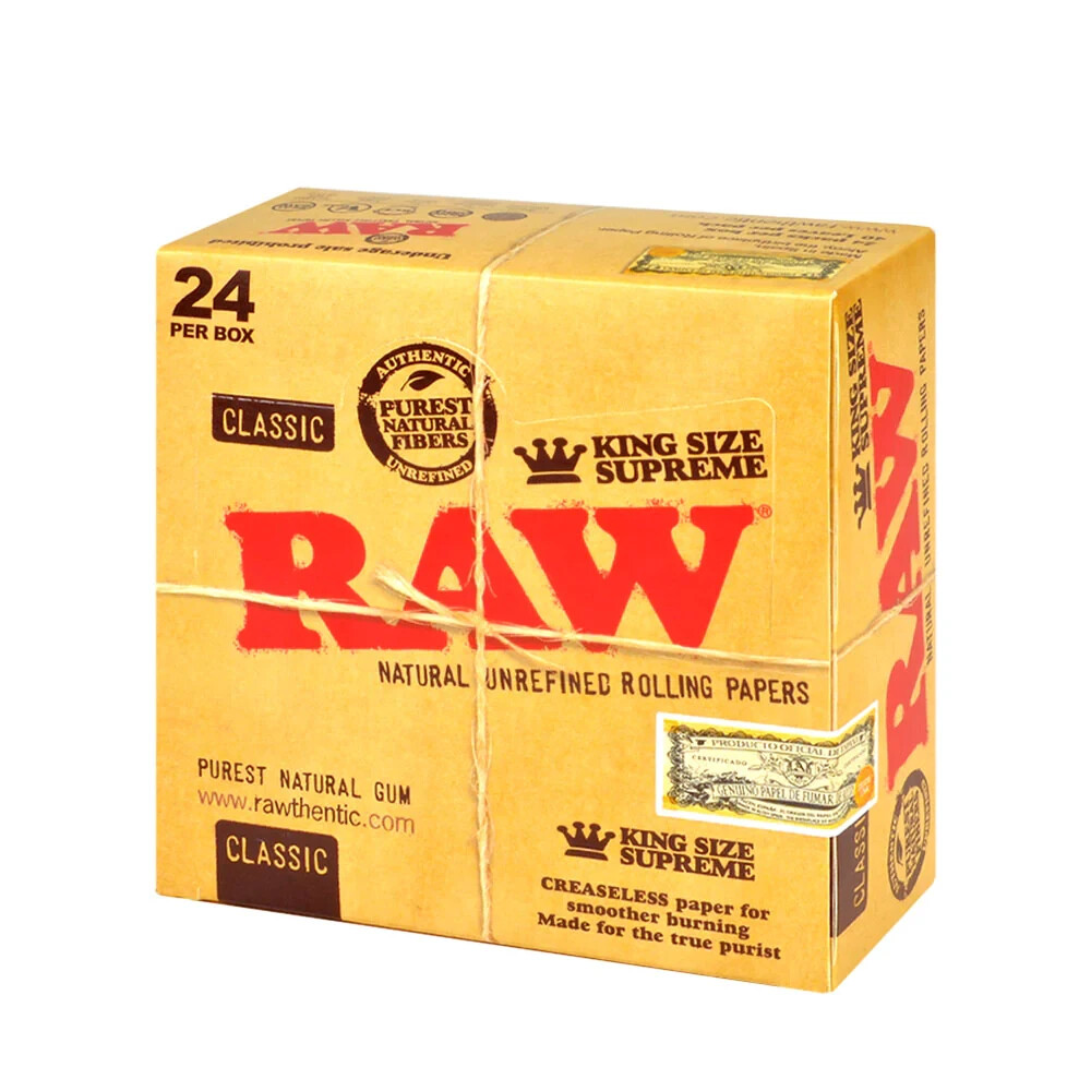 RAW Classic King Size SUPREME 24 Book X 40 Cigarette Rolling Paper Naturel Gum