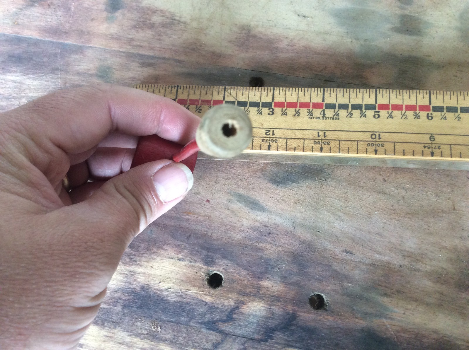 Red Homemade Pipe, Wood & Metal , Tinker tot Type Material