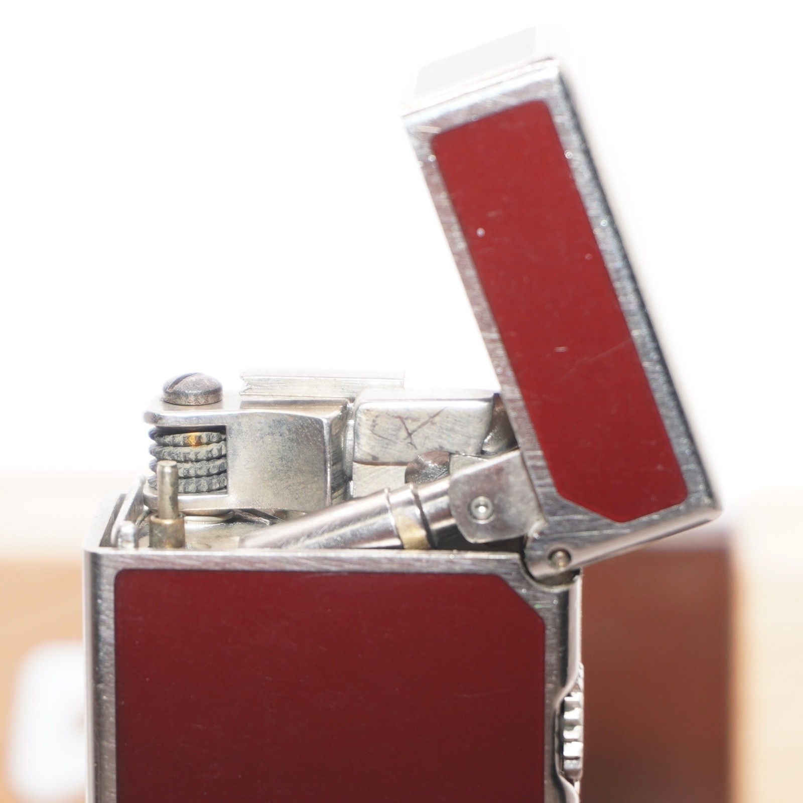 Dunhill Lighter Silver/Red _Ultrasonically Cleaned_Working