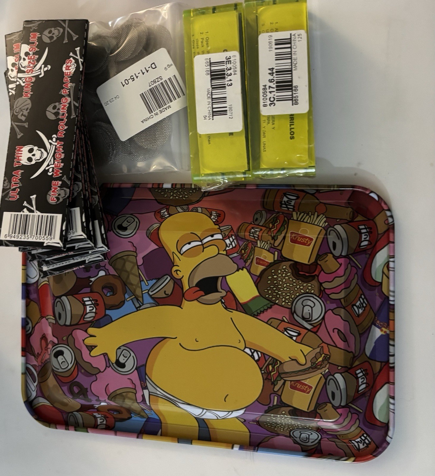 Homer Simpson Tray Hornet KSS (5) Pack Rolling Papers (2) 77mm Rollers & 100 S