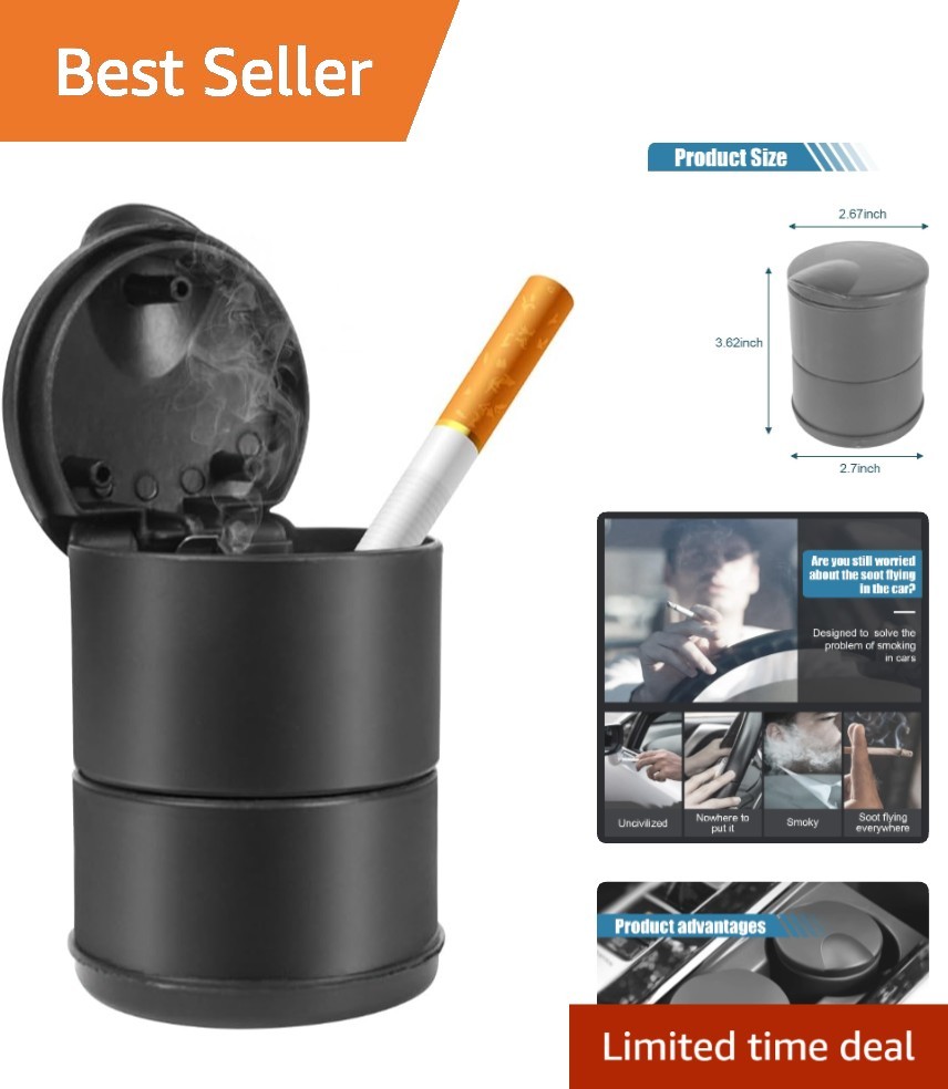 Windproof Detachable Car Ashtray with Lid – Compact for Cars and Offices