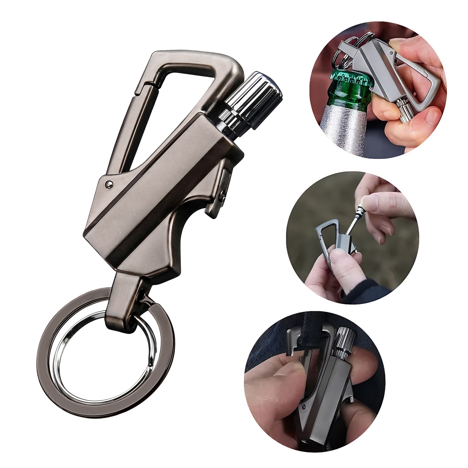 Permanent Match Infinity Lighter w/ Multitool Keychain 2 in 1 Lighter Pipe Metal