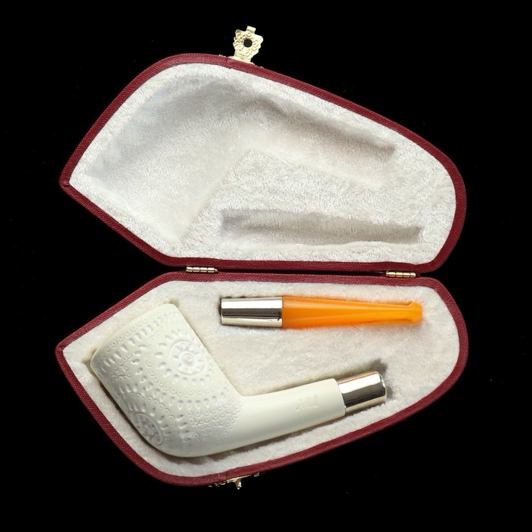 Silver Spigot Devil Anse Pipe By Ali -new-block Meerschaum Handmade Case#1846