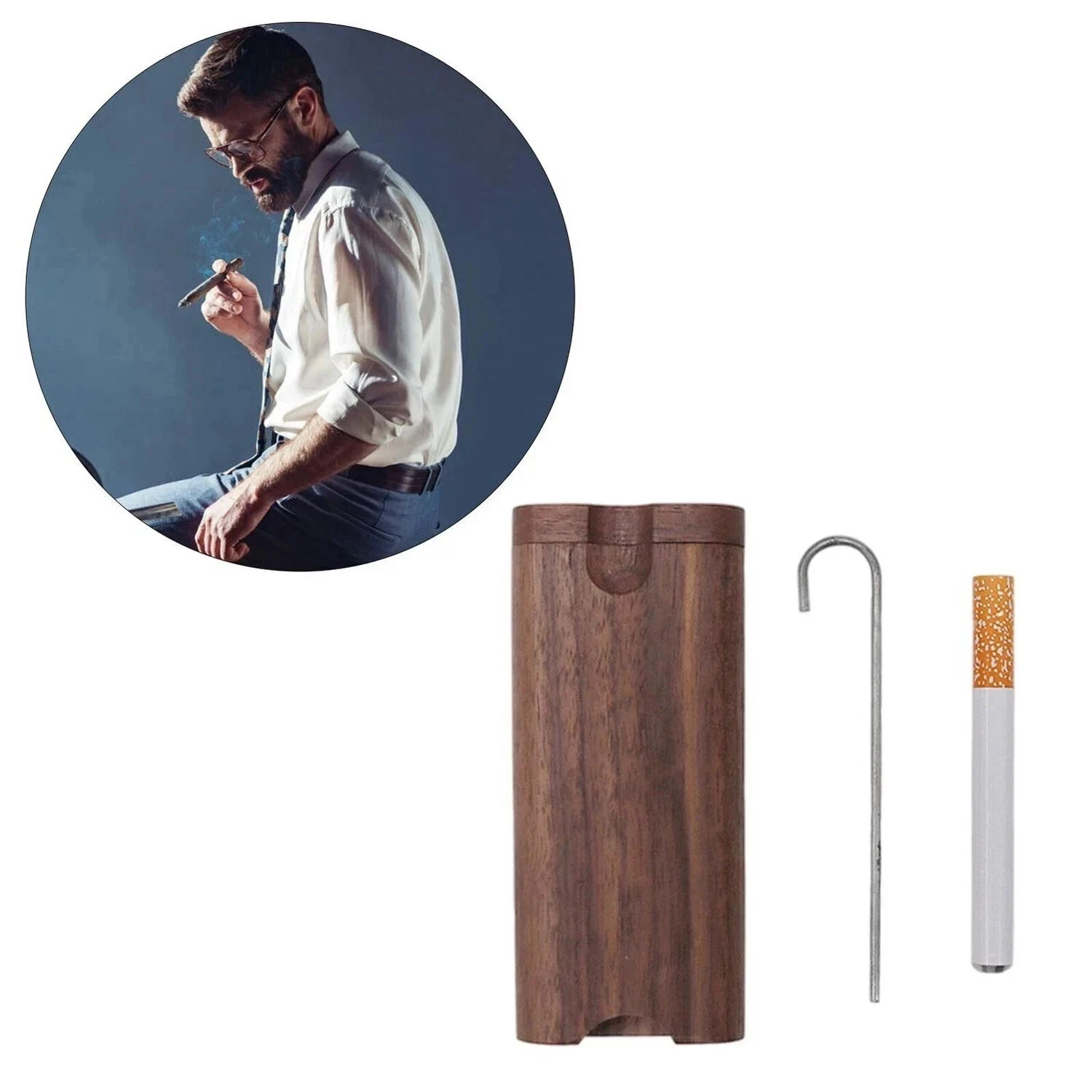 12P Wooden Dugout Pipe Self Cleaning Metal Bat Poker Smoking Pipe One Hitter Kit
