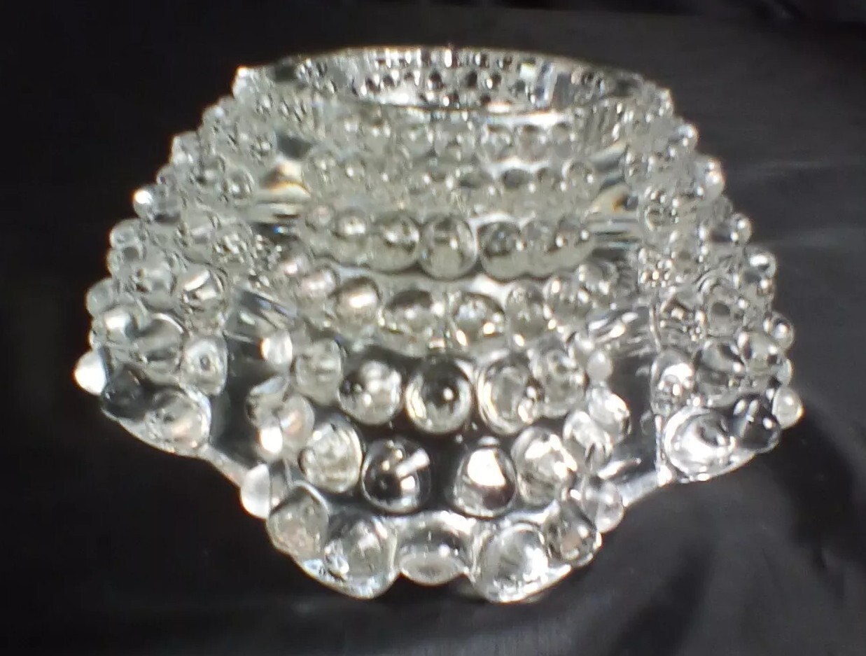 Vintage Clear Glass Hobnail Cigar Ashtray 5″ Wide 3″ Tall 2.27lbs MCM