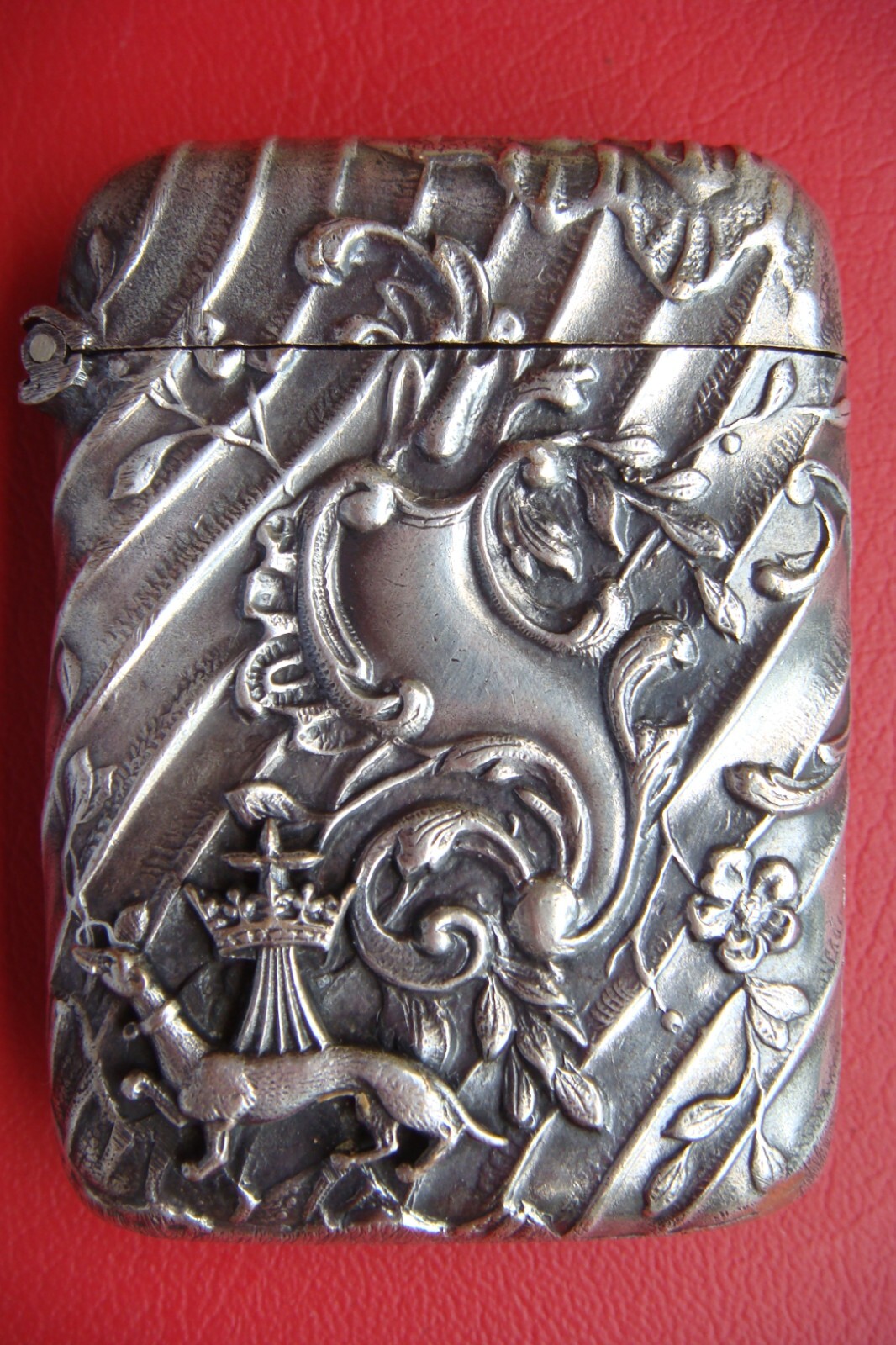 RARE ANTIQUE FRANCE ART NOUVEAU BRONZE SILVER PLATE Match Safes VESTA CASE