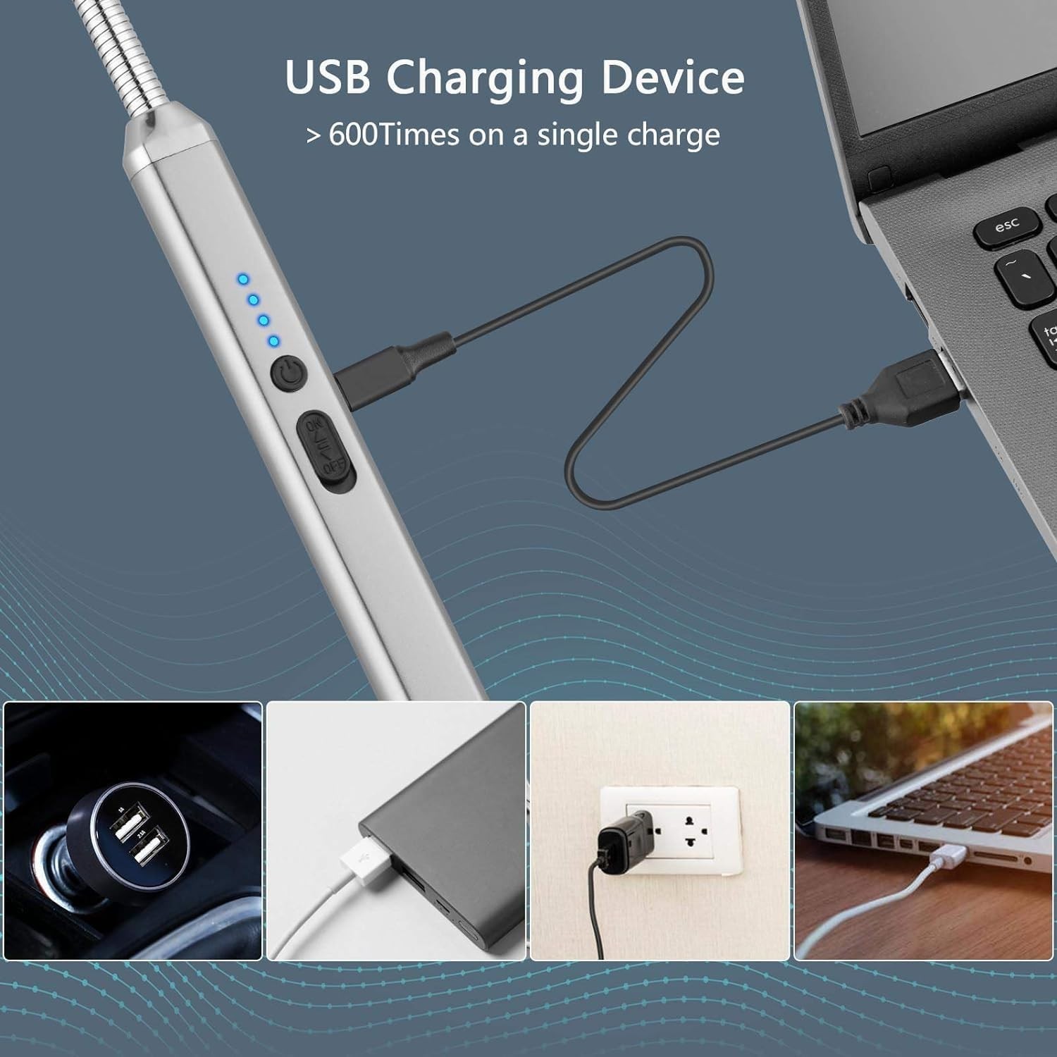2 Pack USB Rechargeable Windproof Electric Candle Lighters – Ideal Gift Set
