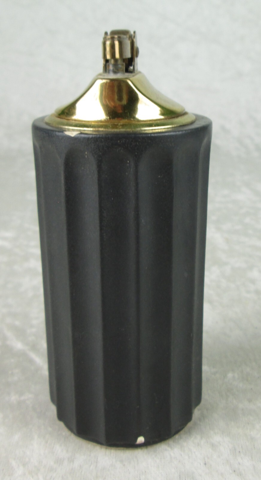 Hyalyn Pottery Table Lighter Black Ribbed Vintage Mid Century Modern 5-1/8in T