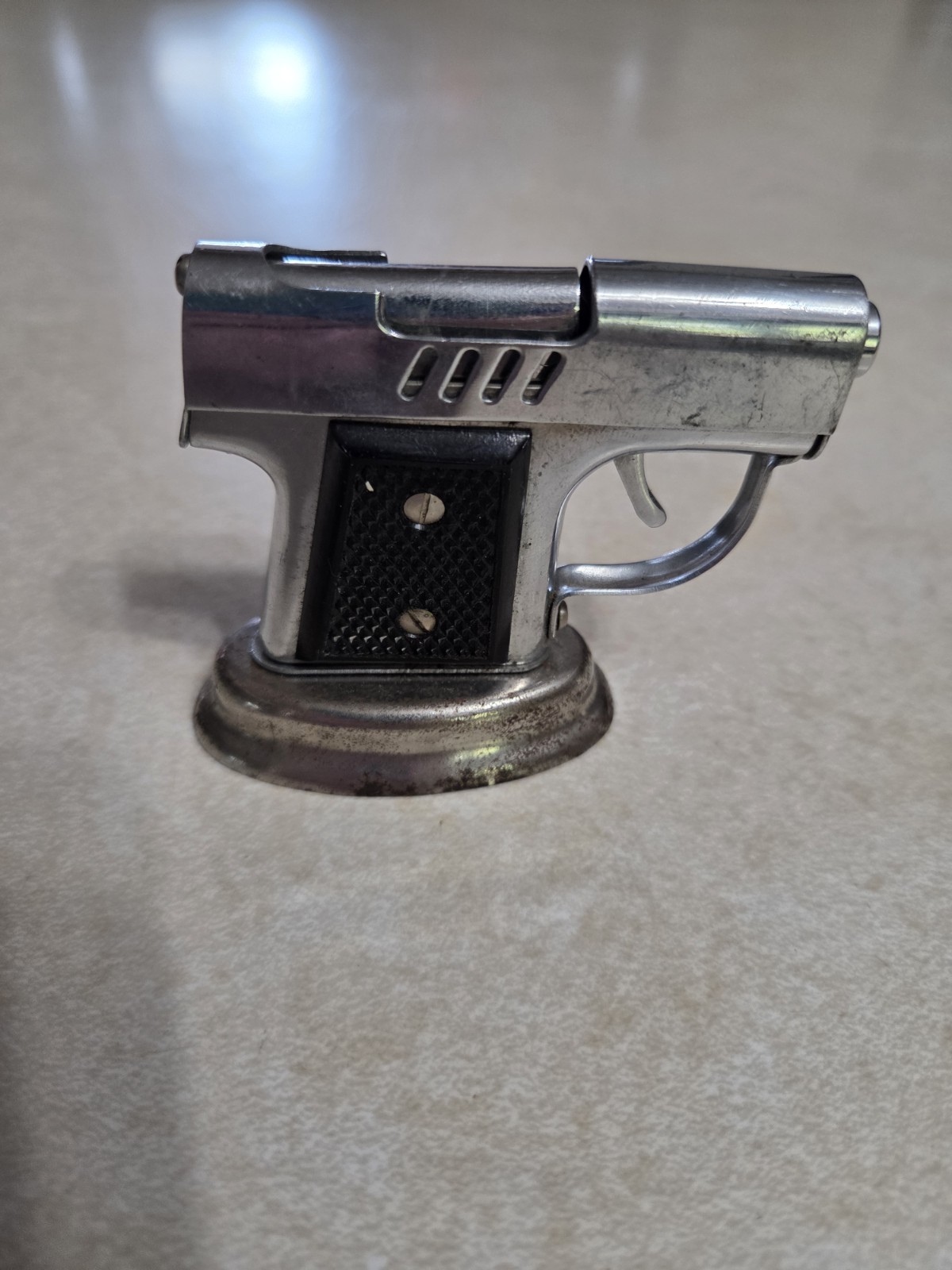 Vintage Gun Table Lighter Made In Japan Pistol Continental NY Tobacciana MCM