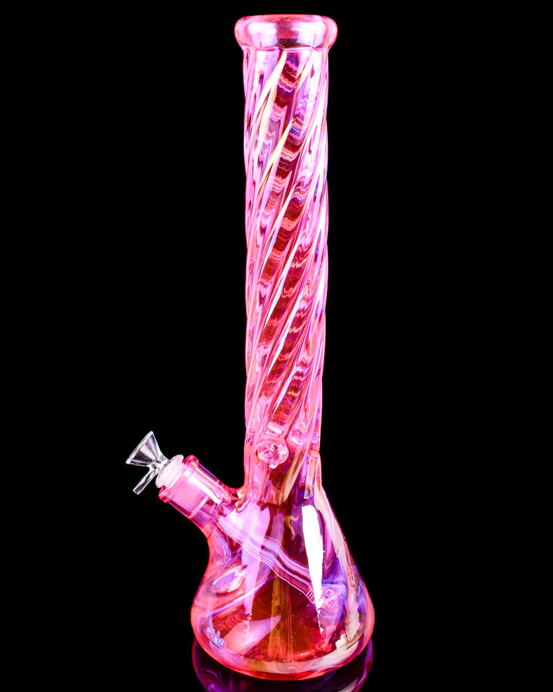 16″ Inch THICK PINK Iridescent Beaker BONG GIRLY BONG HEAVY Helix BONG *USA*
