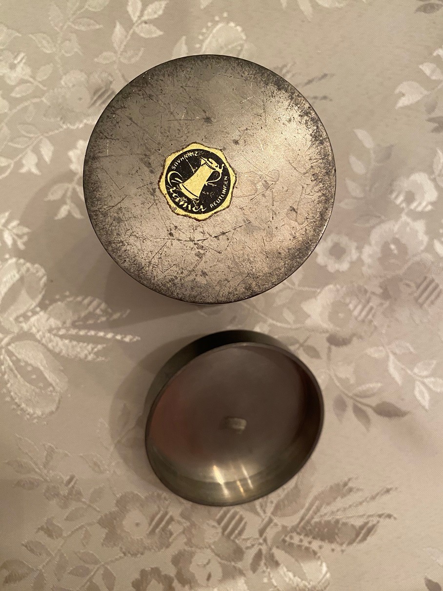 Pewter Retro Cylinder-Shaped Cigarette Case 4-1/4″ Tall From Germany