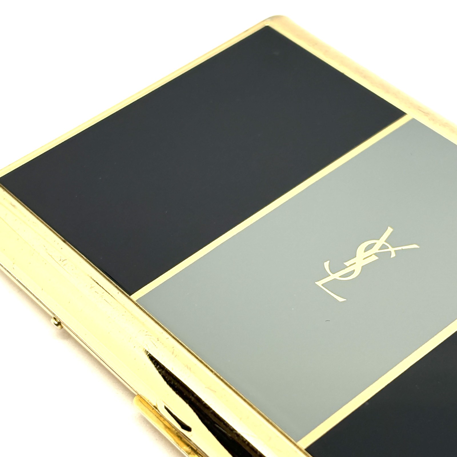 YVES SAINT LAURENT YSL Logo Vintage Cigarette Holder Card Case Black Gray