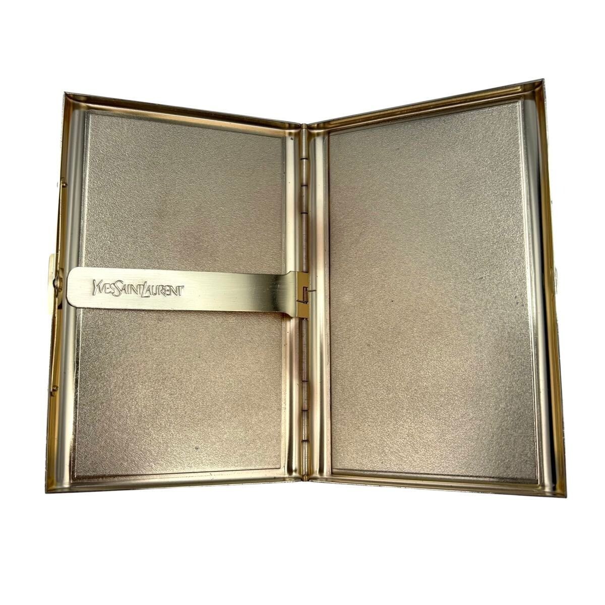 Yves Saint Laurent YSL Cigarette Case Card Holder Vintage Gold Red Black Auth