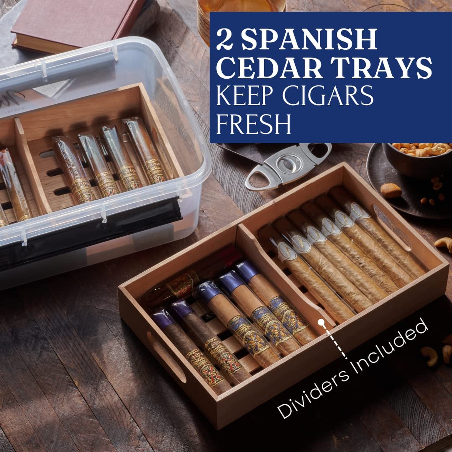 Mantello Cigar Tupperdor- Humidor Plastic Container Kit, Cigar Humidors, Cont…