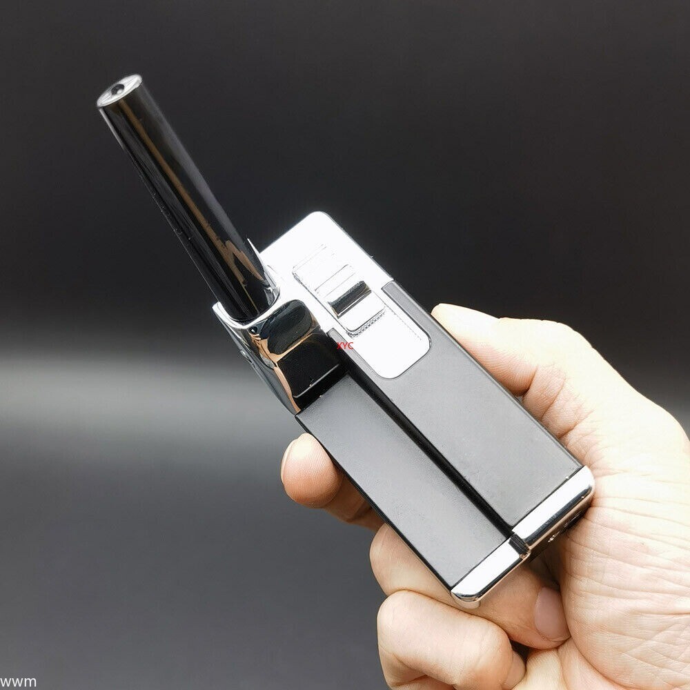 Black Folding 2-in-1 Smoking Pipe and Lighter Combo with Free Screen Portable