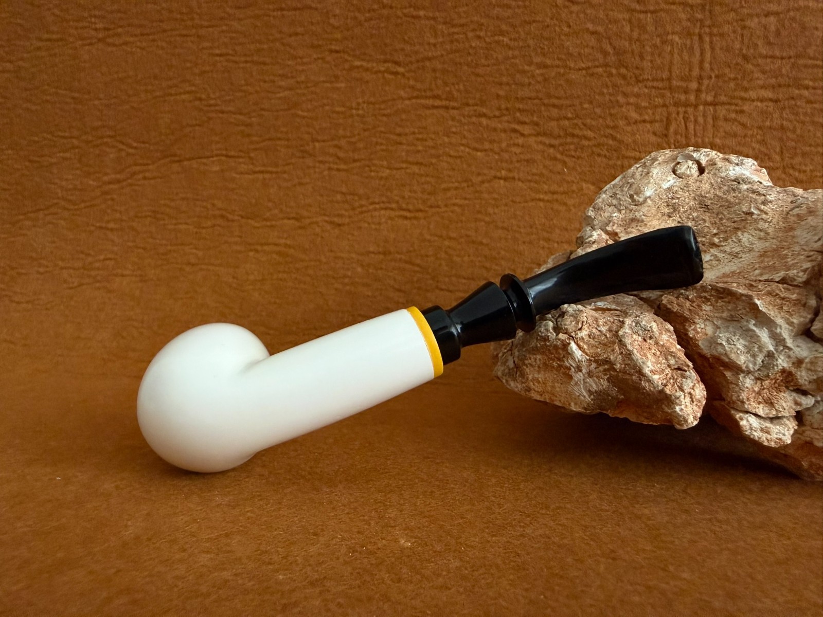 Meerschaum Pipe, Smoking Pipe Smooth Billard Shape with Fitted Case