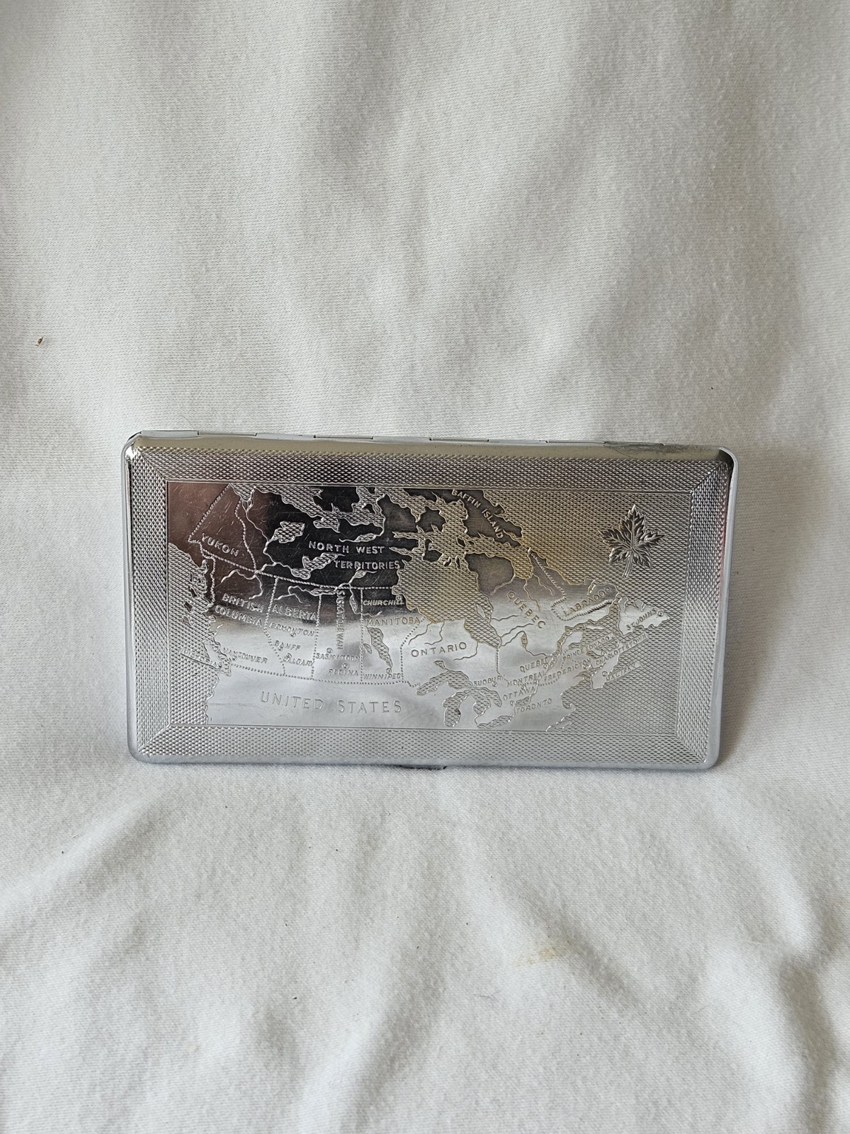 Mayell England Vintage Cigarette Case- with map of Canada Etched