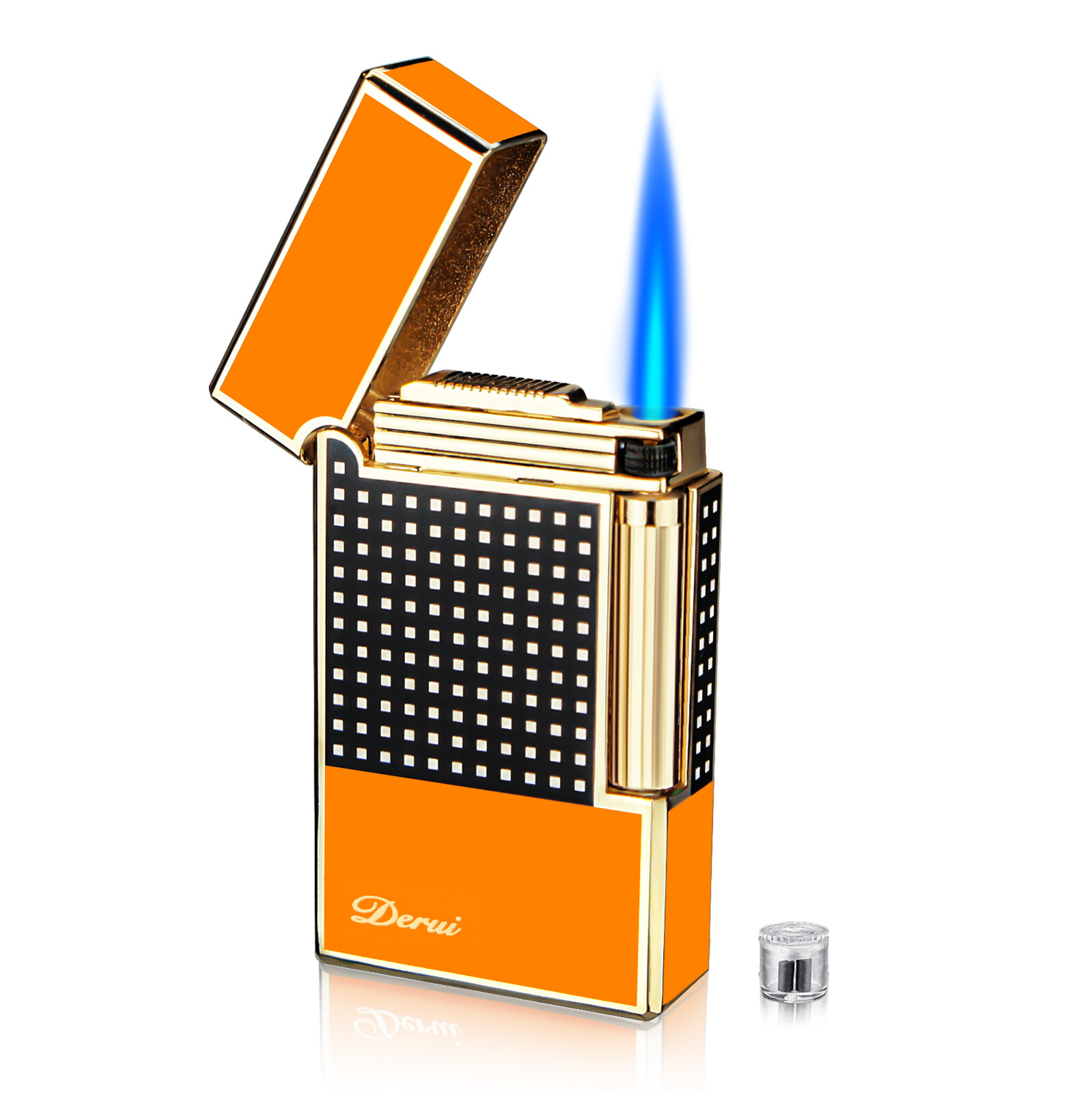 Cigar Lighter Torch Jet Blue Flame Refillable Butane Gas Lighter with Punch gift