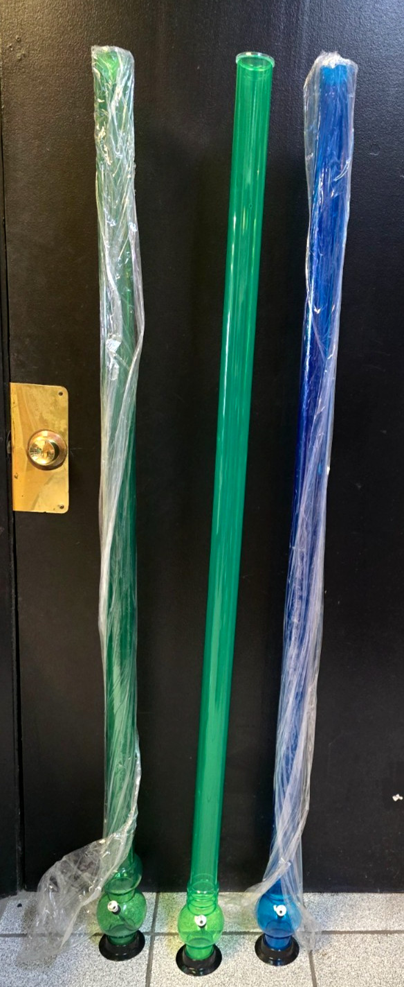 5 ft BLUE or GREEN ACRYLIC PLASTIC BUBBLE WATER PIPE BONG w/ Thumb Carb