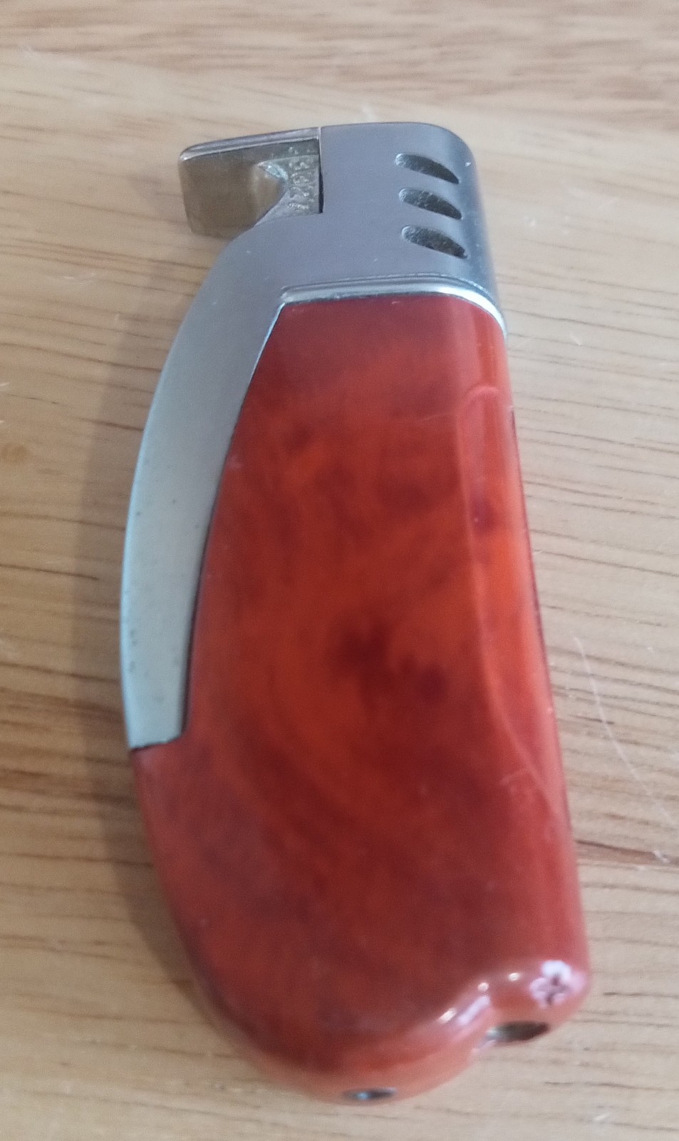 Vintage Art Deco Silver and Red Swirl Cigarette Lighter