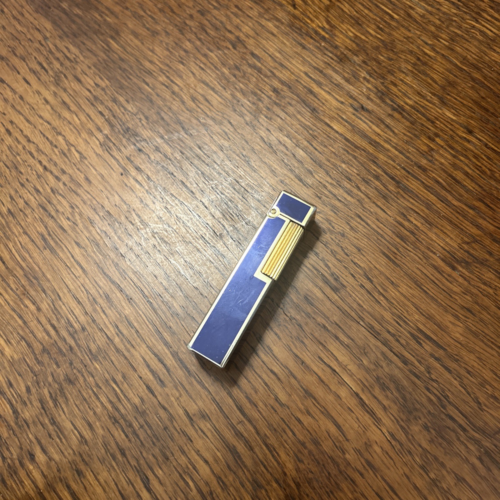 Hadson Hudson Roller Gas Lighter Navy Gold Used Small Slim Age 80s
