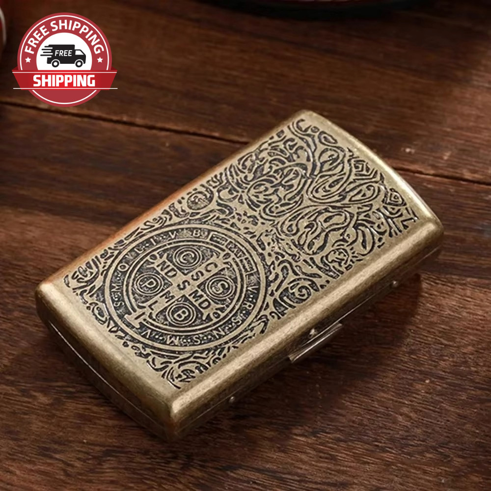 Retro Cigarette Case Constantine Pattern Metal Slim Portable Pocket Holder