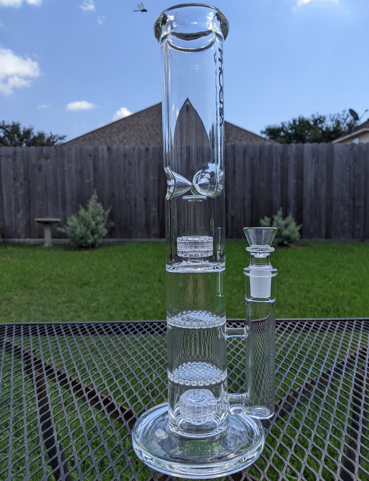 14″ inch Glass Water Pipe Bong 4 Percolators – 2 Honeycomb Percs + 2 Matrix Perc