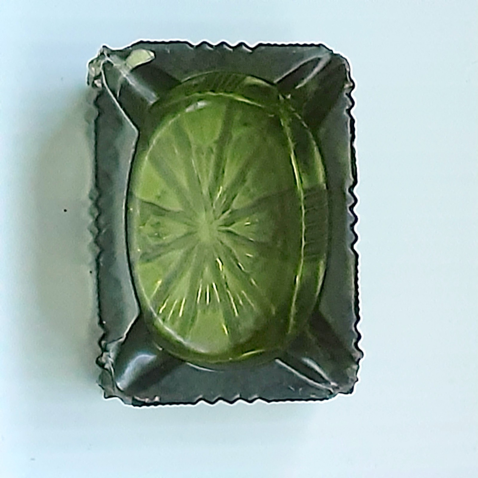 Vintage Emerald Green 3×2 x1 Inches high Glass/Onyx Ashtray 4 Slot-Mid Century