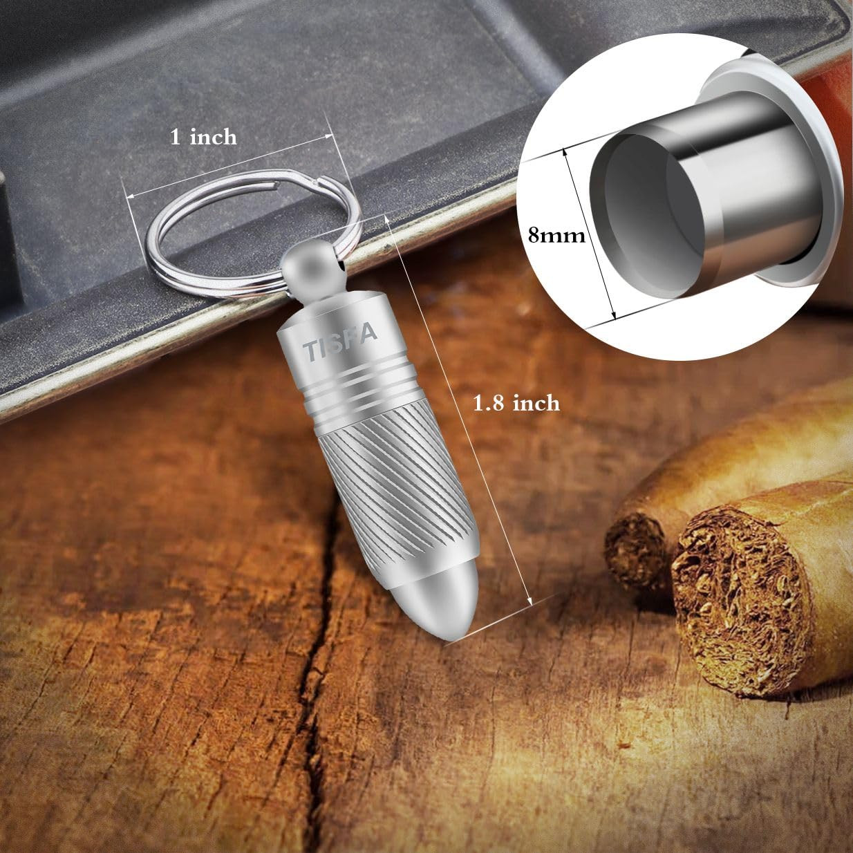 TISFA Cigar Punch Cutter Cigar Hole Opener Portable Screw Out Stainless Steel Pu