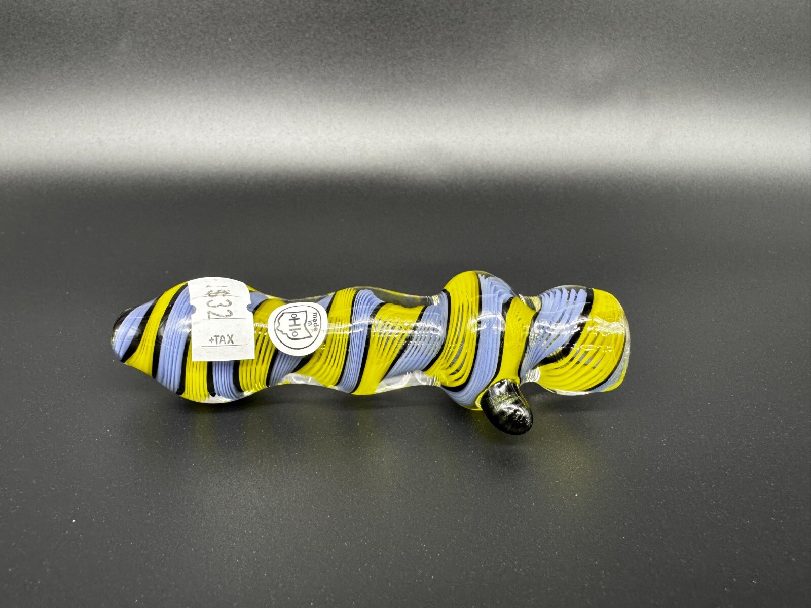 Royston Linework Blue Black Yellow Chillum One Hitter Tobacco Pipe Handmade USA