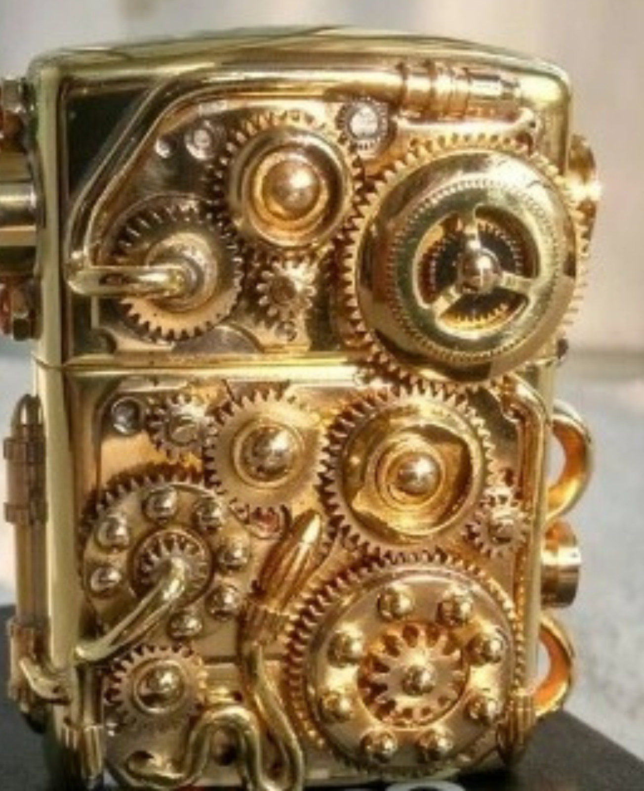Retro Handmade Steampunk Armor Gear Brass Fuel Lighter Double Sided Collectibles