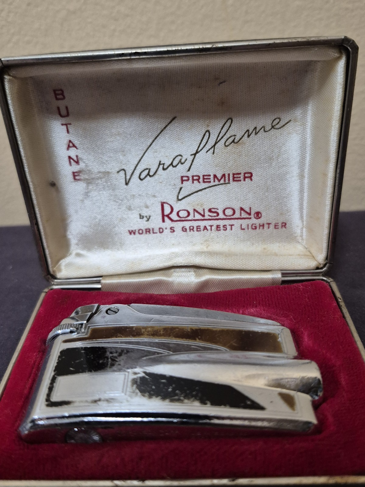 Vtg. Ronson Varaflame Premier Silver Lighter – Untested