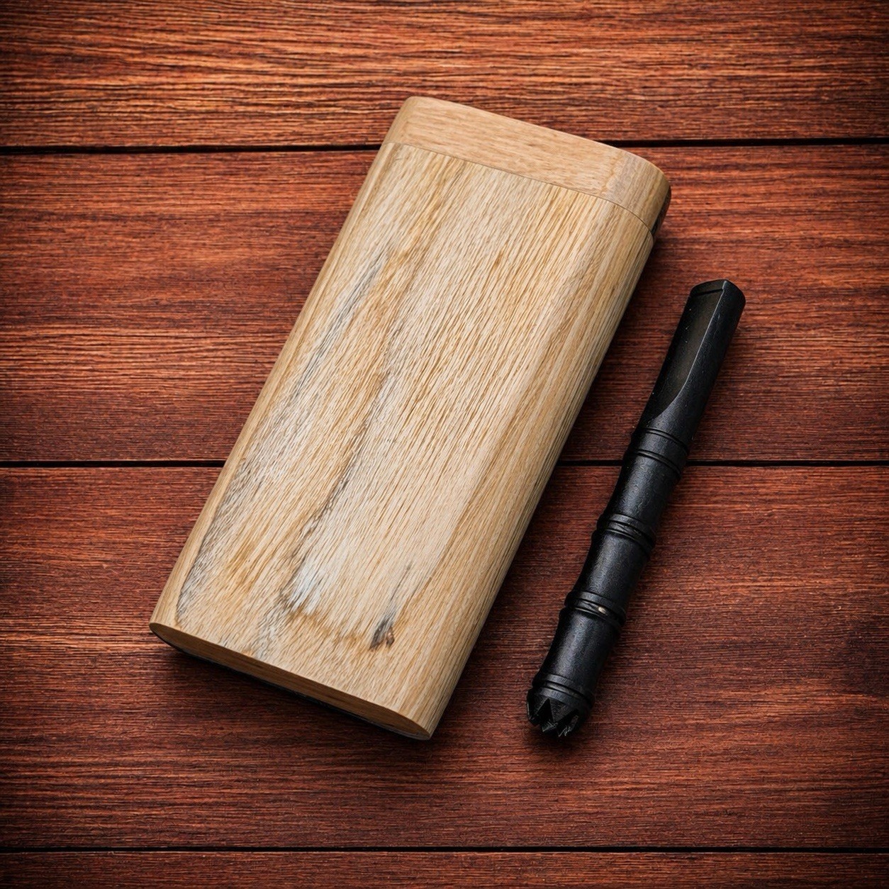 4” Black & White Wooden Dugout w/ Sharp Black Metal One Hitter Pipe