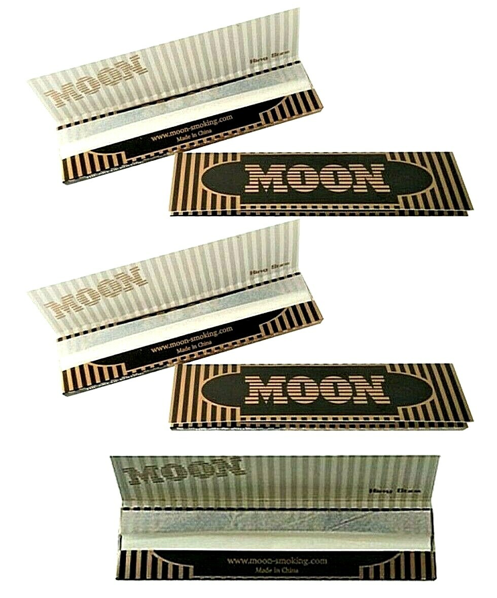 5x Moon King Size Slim Rolling Papers FLAX Papers *Best Price**USA Fast Shipped*