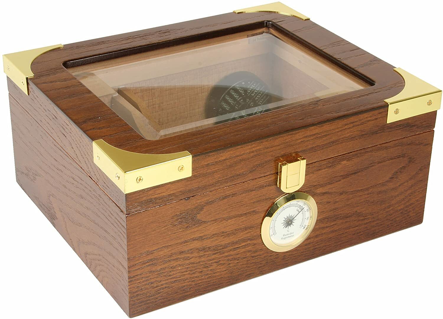 Desktop Humidor, Capri Elegant, Tempered Glasstop, Spanish Cedar 50 Cigars