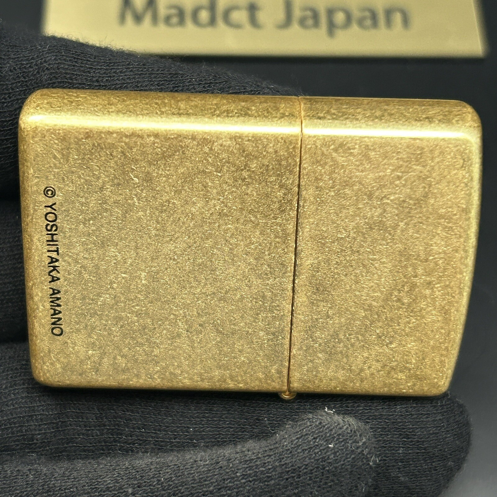 Zippo Yoshitaka Amano Raijin Thunder God Etching Design Gold Brass Lighter Japan