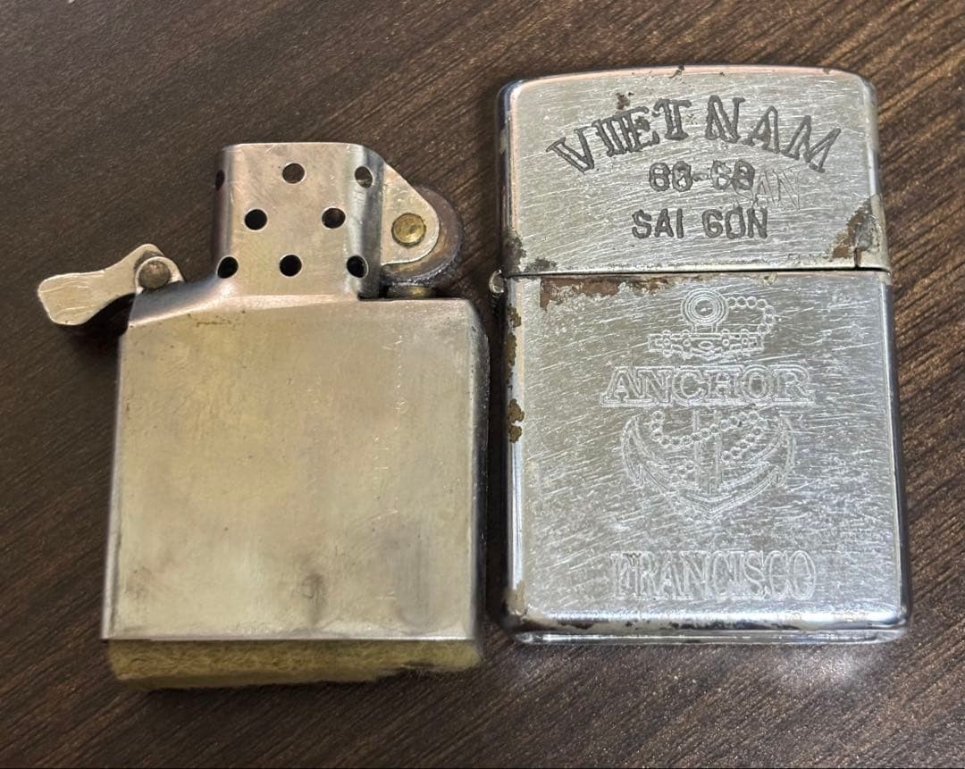 Zippo VIET NAM 68-69 Vietnam War Military Silver Oil Lighter Used Metal Case