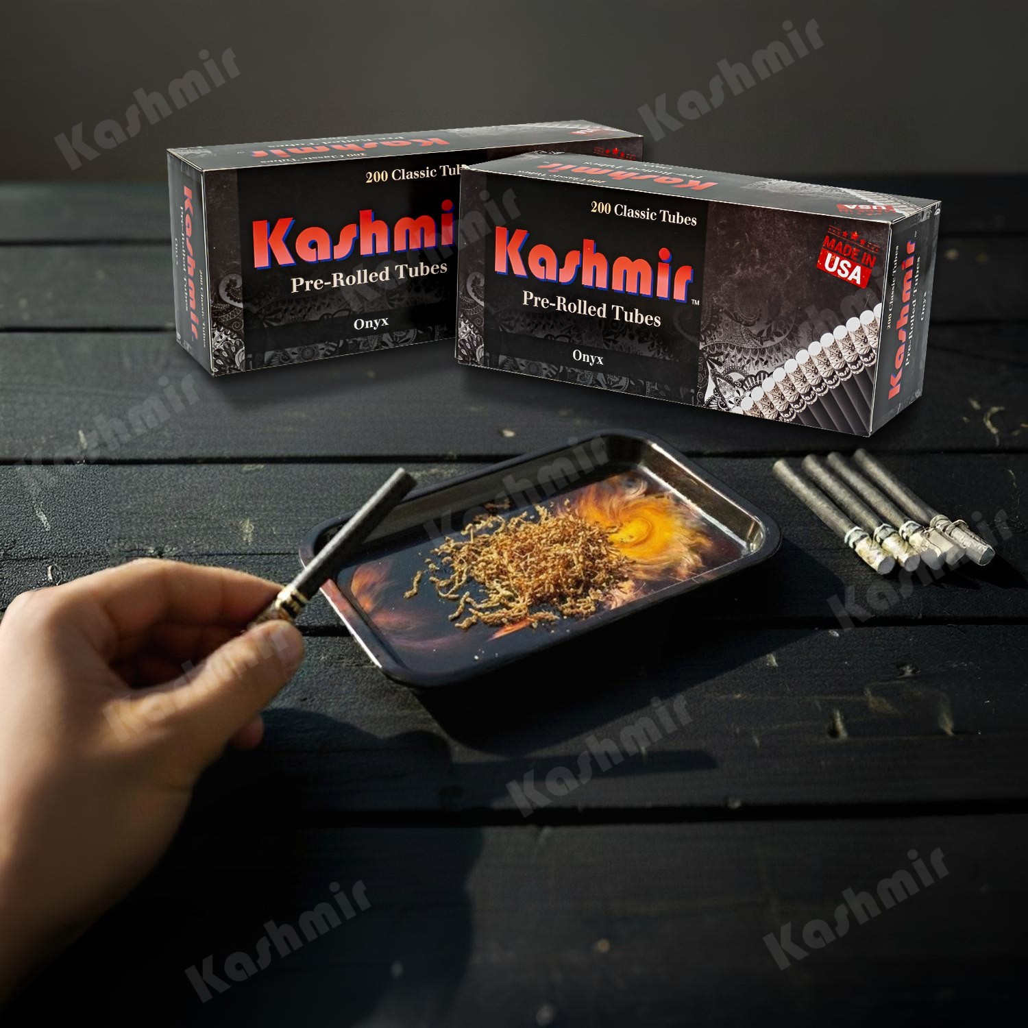 Kashmir Pre-Rolled Classic Cigarette Tubes Onyx Patent Pending Filter Design 200