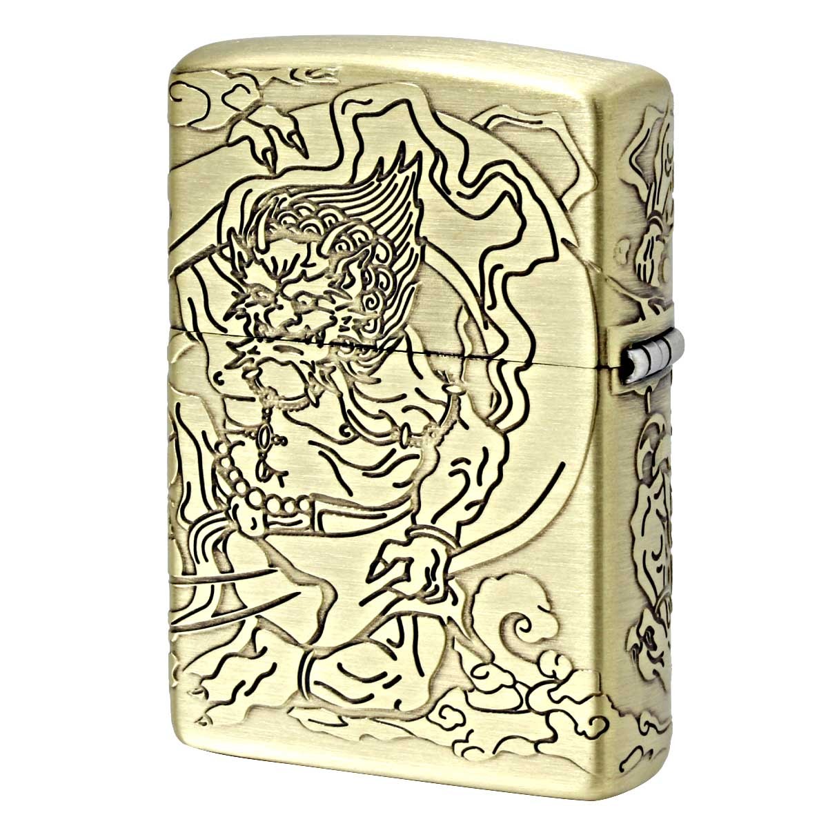 Zippo Lighter CASE ONLY Wind God Thunder God 4 sides continuous design brass