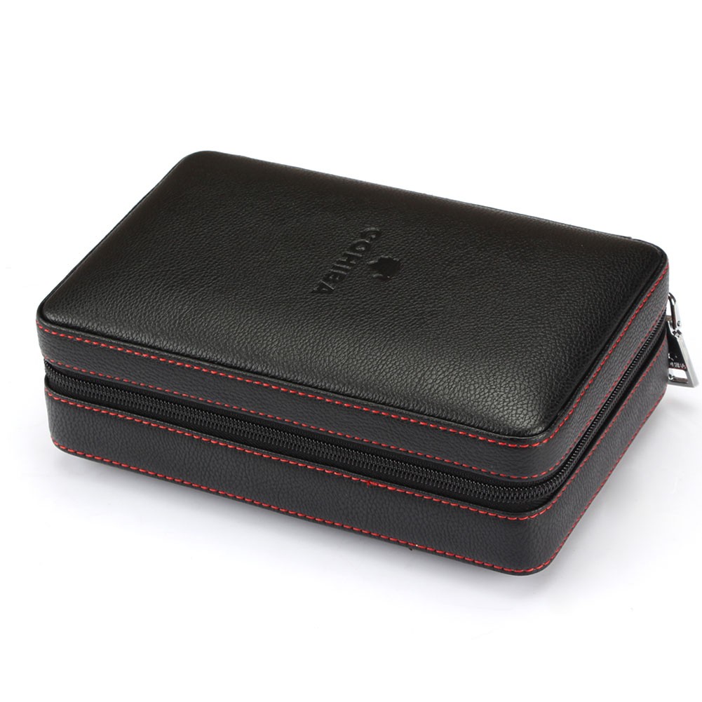 Galiner Travel Portable Leather Cigar Case Holder 3 Tubes Cigar Lighter Cutter