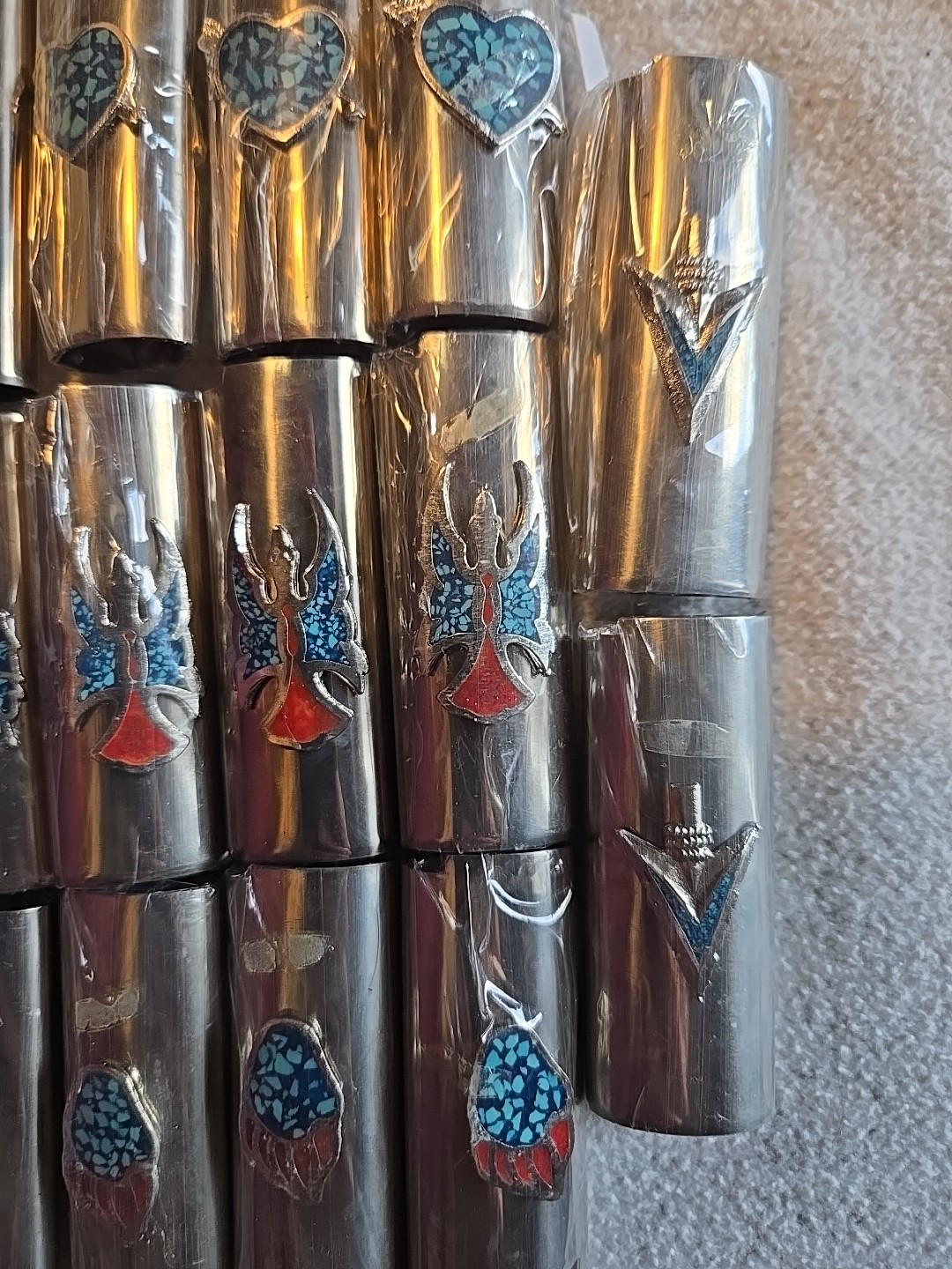 20 Vtg Lighter Case Lot HEART GUITAR UNICORN GUN Cover Holder Turquoise for Bic