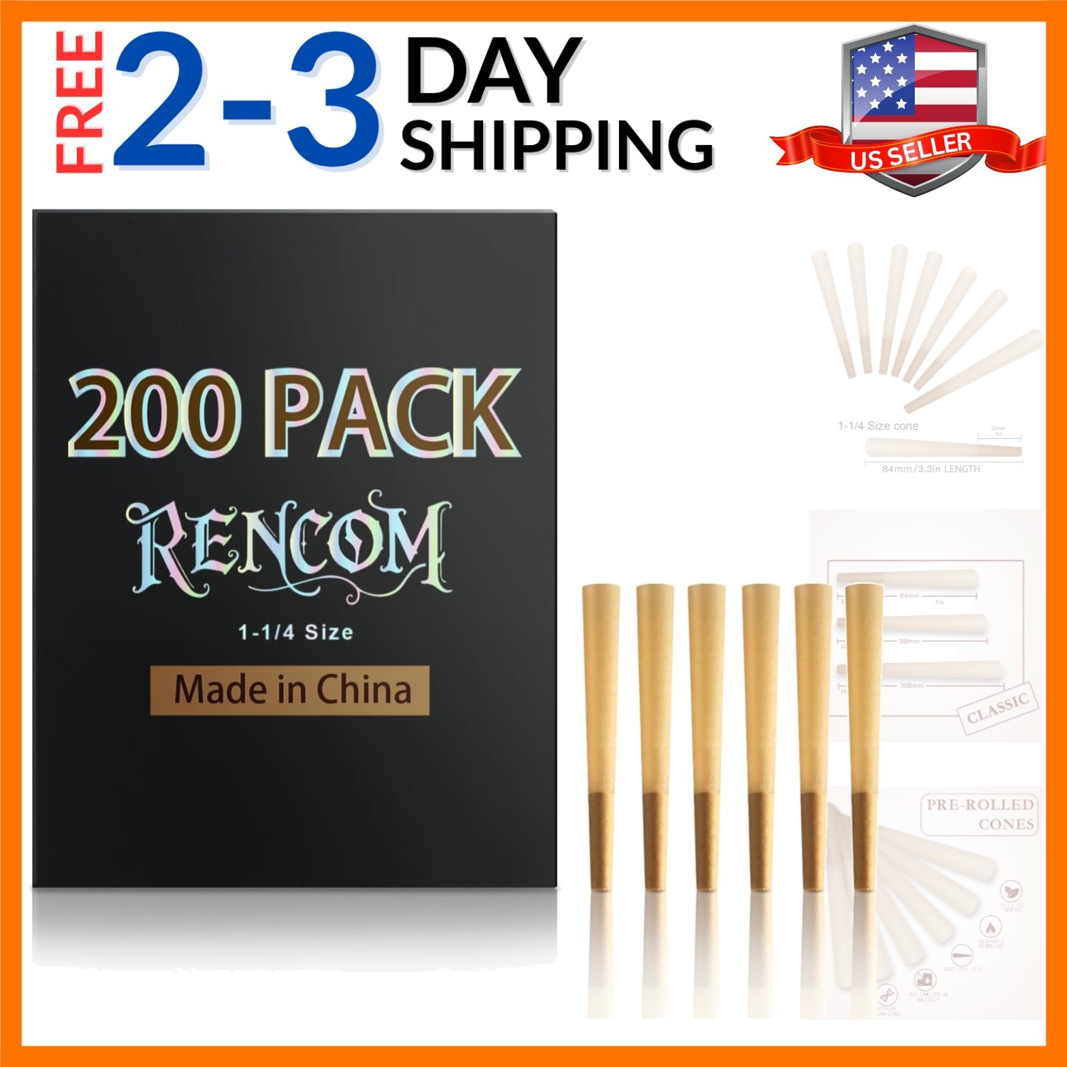 Rolling Cones 1-1/4 Size- – Cones 1-1/4 Size – Slow Burning 1-1/4 Size Pre Ro…